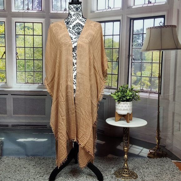 NWT SONOMA TEXTURED GAUZE CINCHED TOPPER (GOLD / OS) - Picture 5 of 14